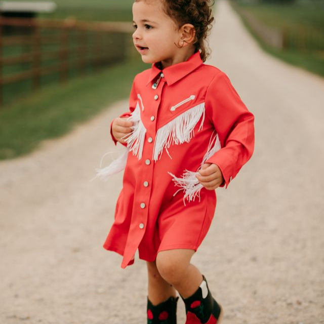 Red Cowgirl Vintage LS Dress, Size 0-5T (Sold pack of 7)