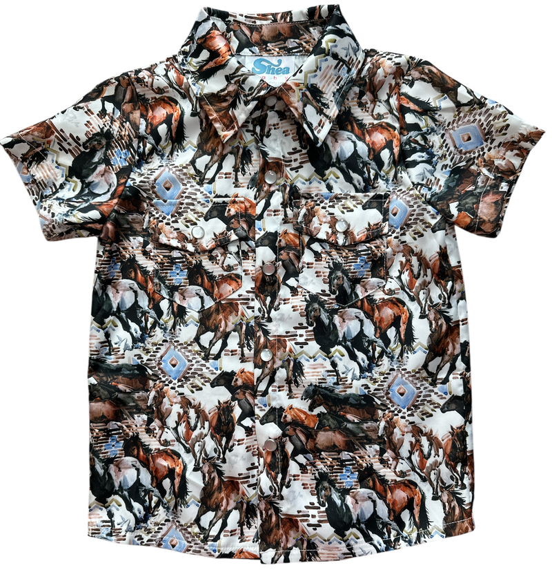 Wild Horse Pearl Snap SS Shirt, Size 6-7 (Sold pack of 4)