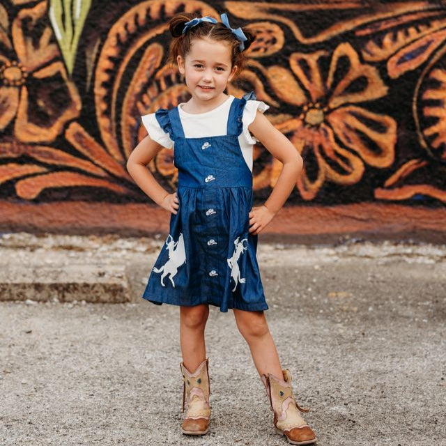 Raring Horse Denim Dress, Size 6T-7T (Sold pack of 2)