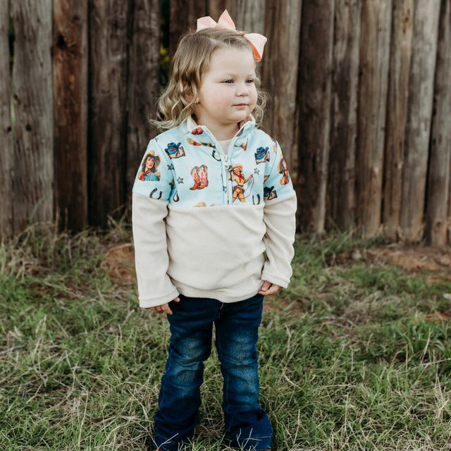 Blue Vintage Cowgirl Fleece Zip Up, Size 0M-5T (Pack of 6)