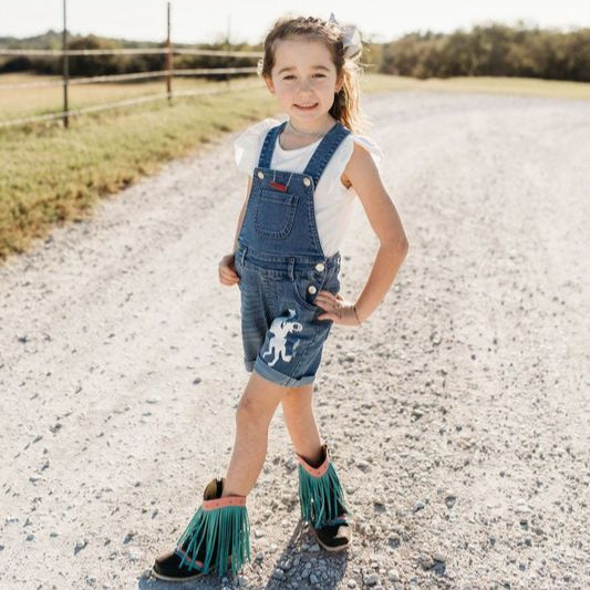 Raring Horse Denim Shorts Overalls, Size 6-7T (Sold in pack of 2)