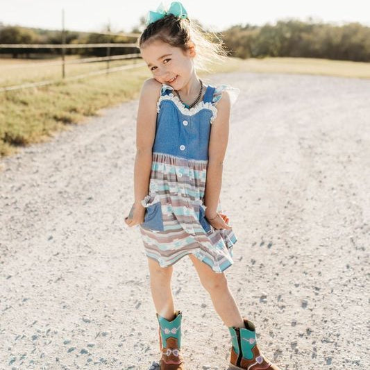 aztec denim dress Denim & Aztec Dress Kid (6-7) 6