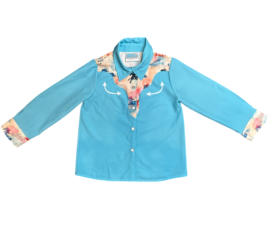 Watercolor Horse LS Pearl Snap Shirt, Size 3T-5T (Pack of 6)