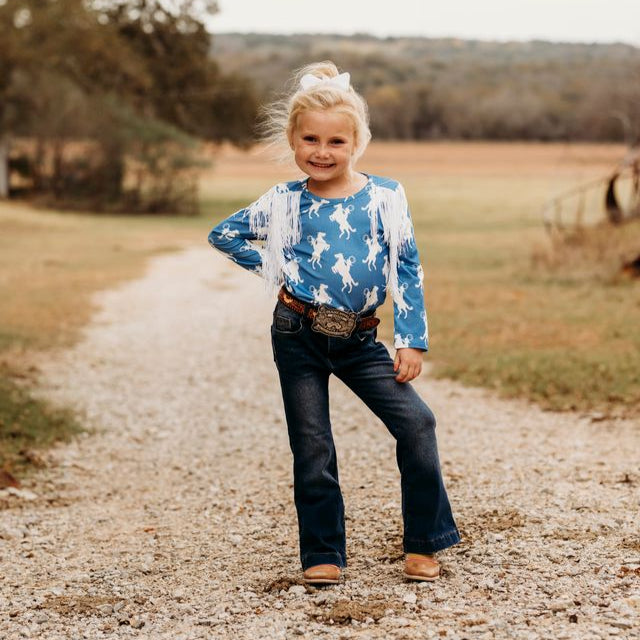 Rearing Horse LS Fringe Shirt, Size 6-7T (Pack of 4)