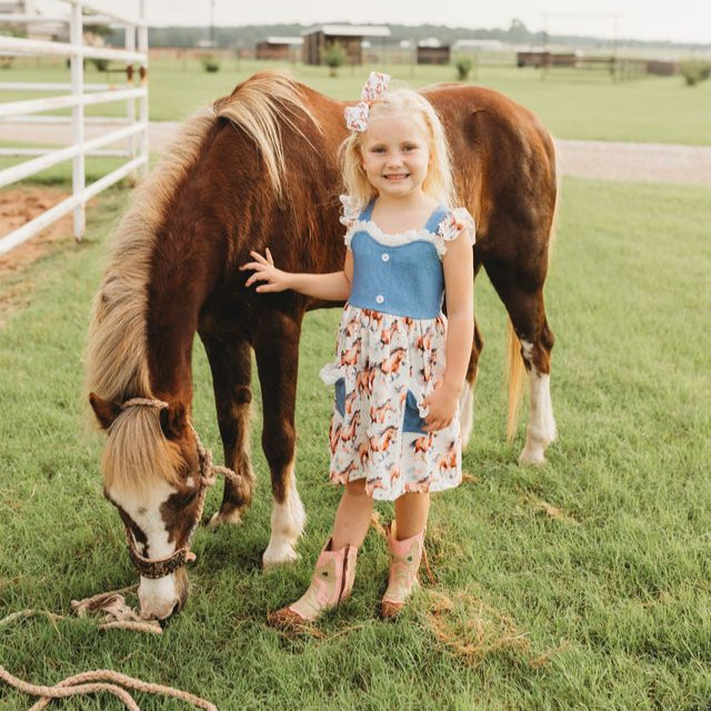 Running Horse Denim Dress, Size 0-5T (Sold pack of 7)
