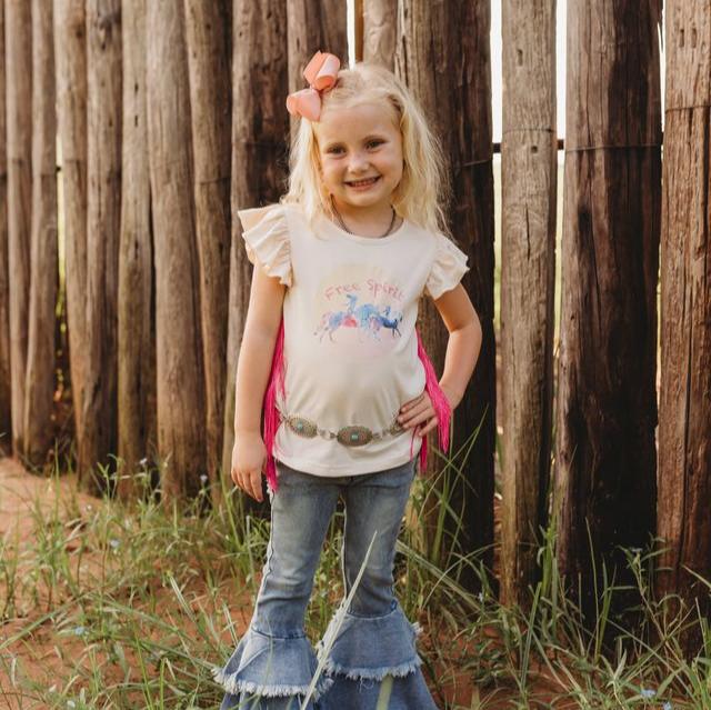 Free Spirit Fringe Shirt, Size 3T-5T (Sold pack of 6)