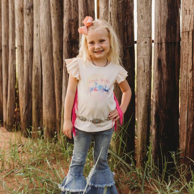 Free Spirit Fringe Shirt, Size 6-7 (Sold pack of 4)