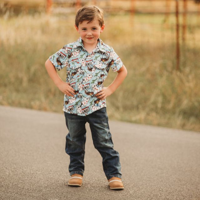 Vegas Cowboy SS Pearl Snap Shirt, Size 6-7T (Sold pack of 4)