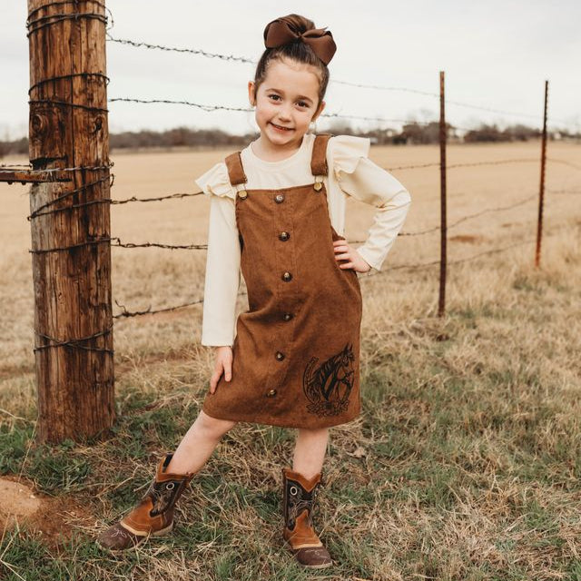 Horseshoe Overall Dress, Size 6-7T (Sold in pack of 2)