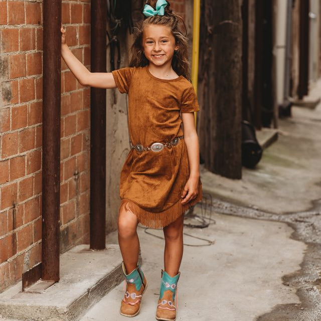 Brown Suede Fringe Dress Size 6-7 (Sold pack of 2) – Shea Baby Wholesale