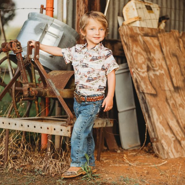 Western Train SS Pearl Snap Shirt, Size 2T-5T (Sold pack of 8)