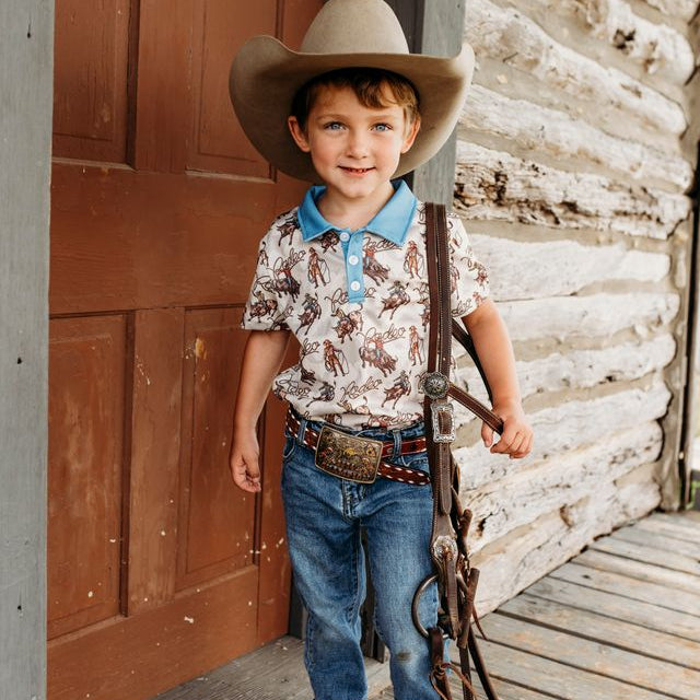 Rodeo Bull Rider SS Polo, Size 2T-5T (Sold pack of 8)