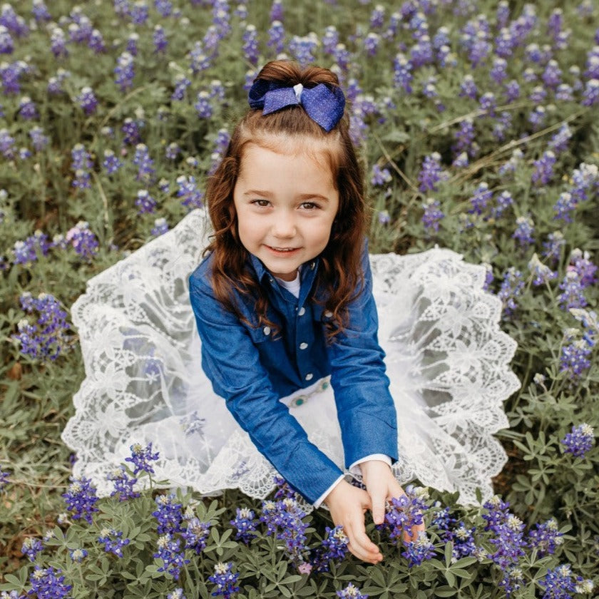 Dark Denim LS Pearl Snap, 0-2T (Sold pack of 8)