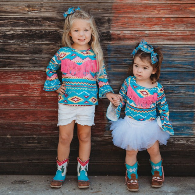 Aztec Bell Sleeve Onesie, 0-2T (Sold pack of 8)