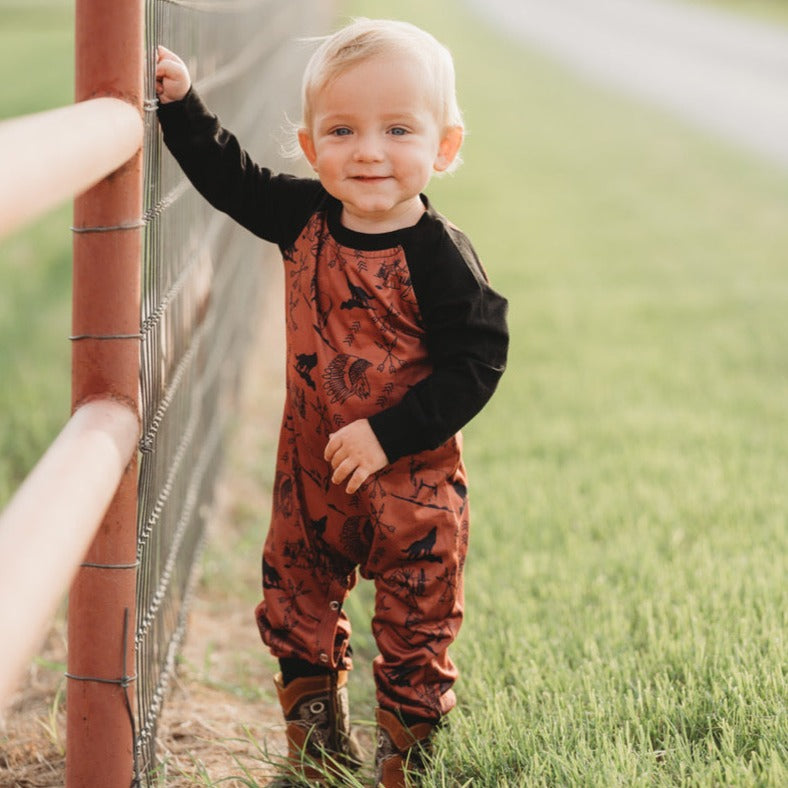 Indian Print LS Romper, 0-12-18M (Sold packs of 6)