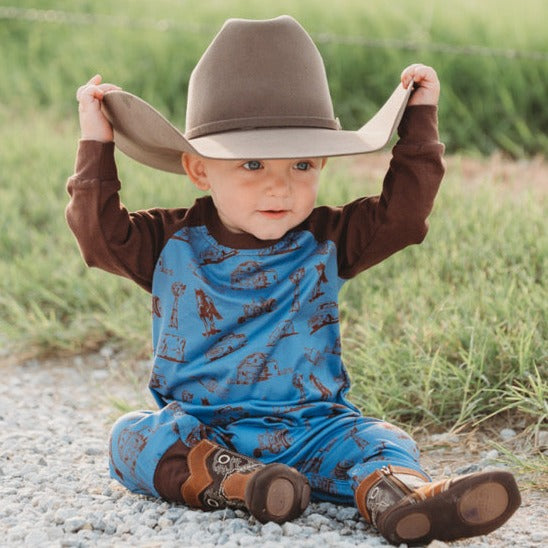 Farm Print LS Romper, 0-12-18M (Sold in pack of 6)