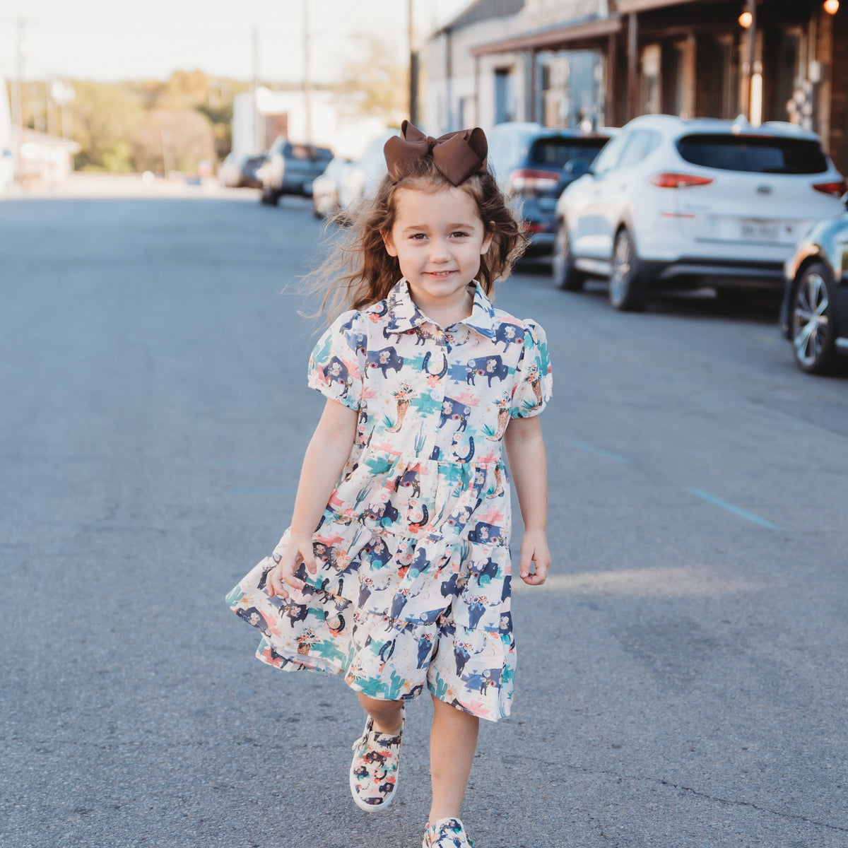 Wild Buffalo Flow Dress, 0-5T (Sold packs of 7)