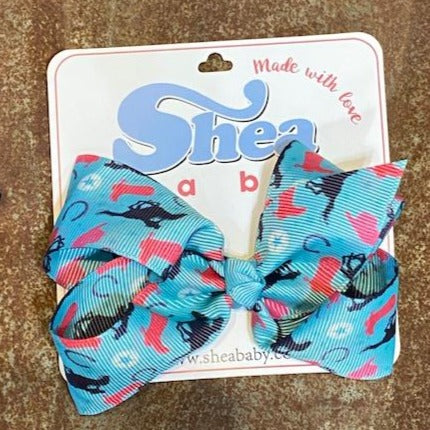Teal Cowgirl Bow (Sold pack of 6)