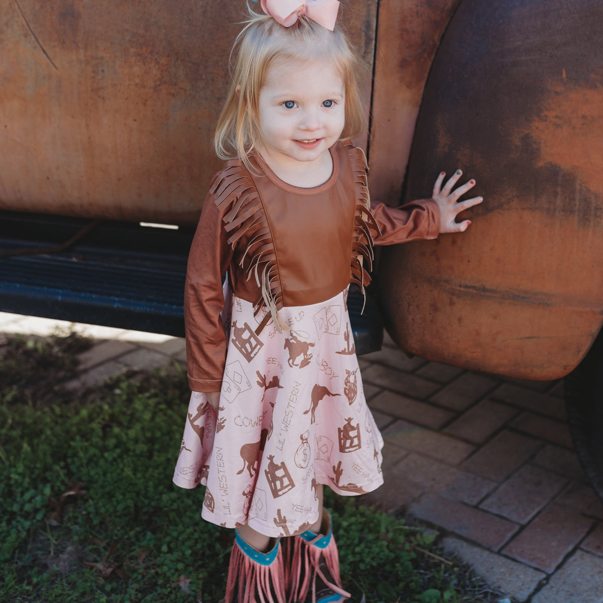 Gamber Cowgirl Leather Fringe Dress Size 6-7 ( Sold in pack of 2)