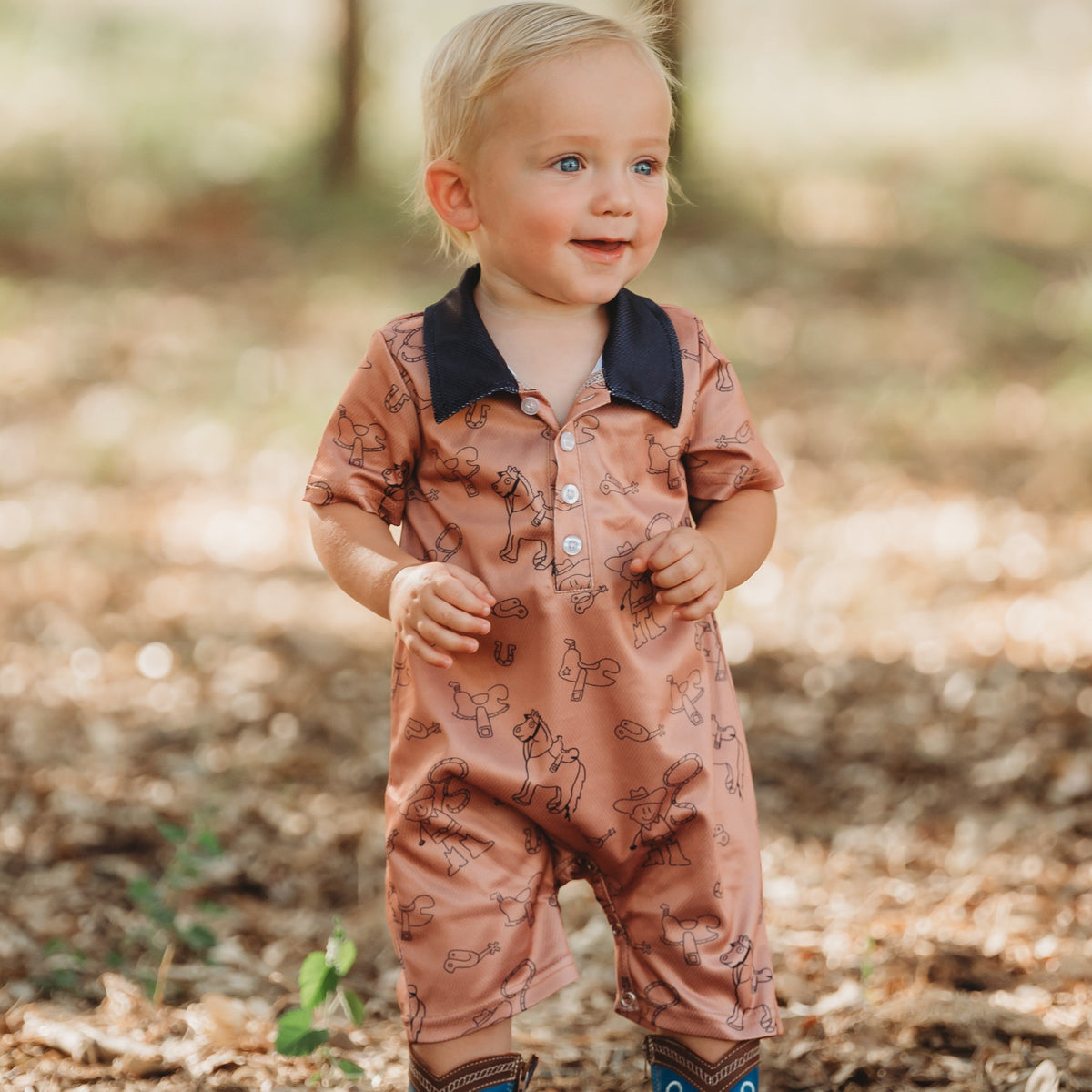YEEHAW Boys Print Romper, 0-12-18M (WSP 50% off, Sold in pack 6)