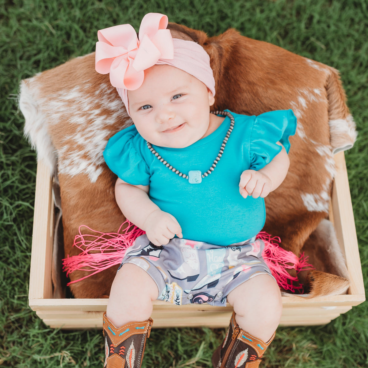 Turquoise Ruffle Sleeve Onesie, 0-2T (Sold pack of 8)