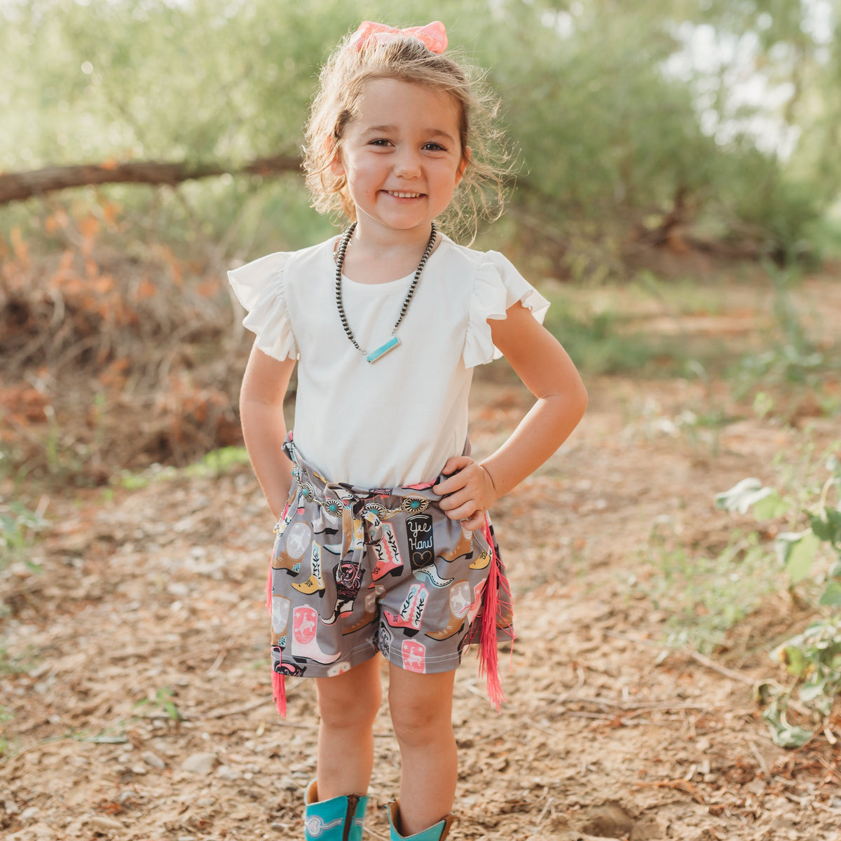 White Ruffle Sleeve Shirt, 3T-5T ( Sold pack of 6)