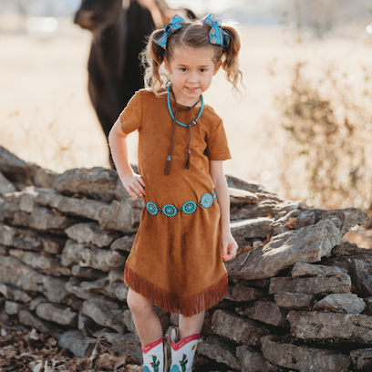 Brown Suede Fringe Dress Size 6-7 (Sold pack of 2)