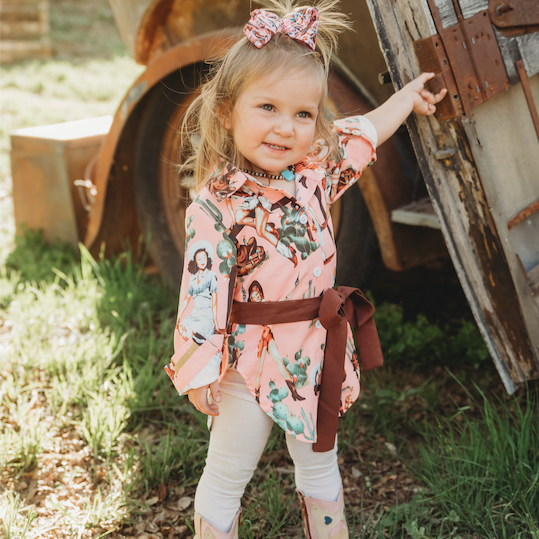 Wild West Button Up Dress, 6-12M-5T (Sold pack of 6)
