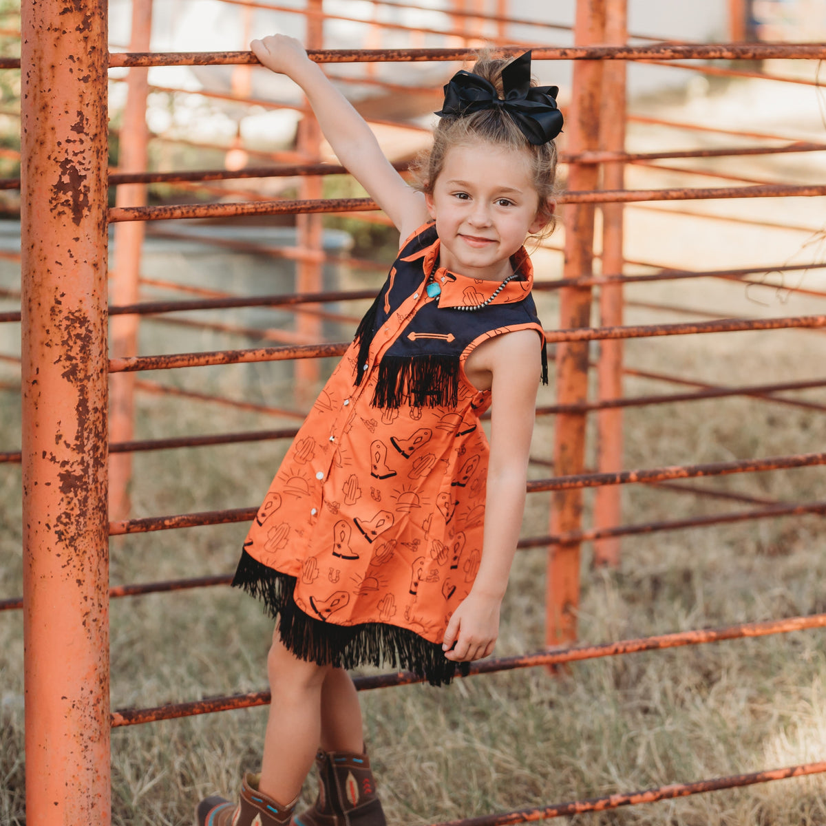 Orange Vintage Dress, 0-5T ( Sold packs of 7)